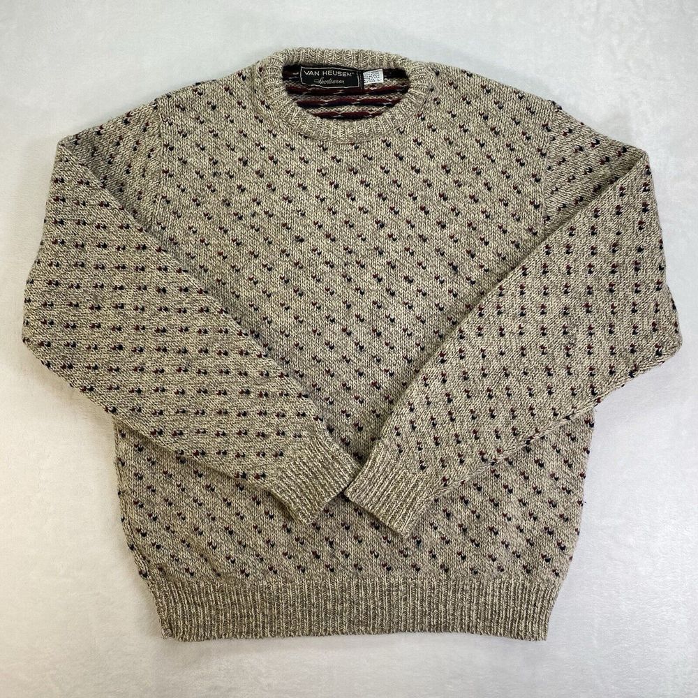 Vintage Grandpa VAN HEUSEN Sportswear Sweater Sz L wool blend